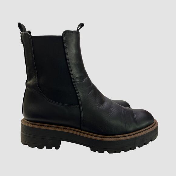 Sam Edelman Laguna Chelsea Boots Black Leather Lug Sole Women’s 8 - Picture 1 of 10